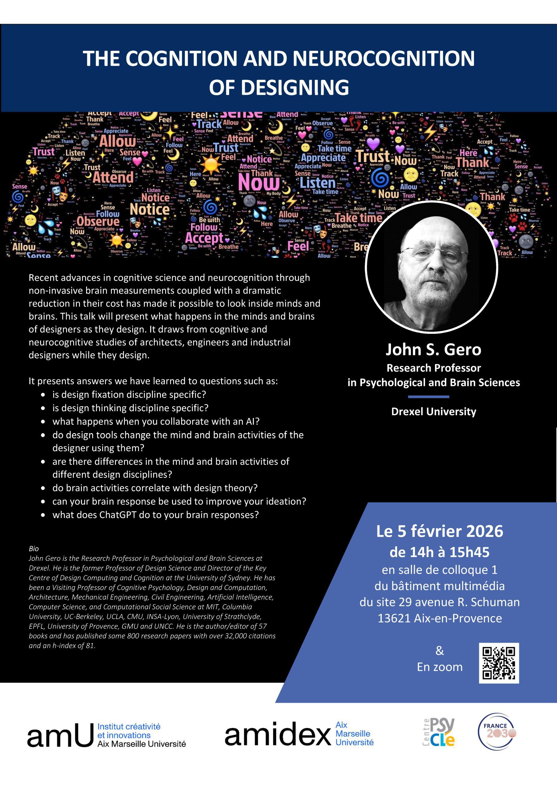 Conférence - The Cognition and neurocognition of designing